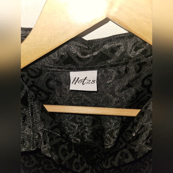 Black Silk Shirt Dress Tie Front - Picture 2 of 3